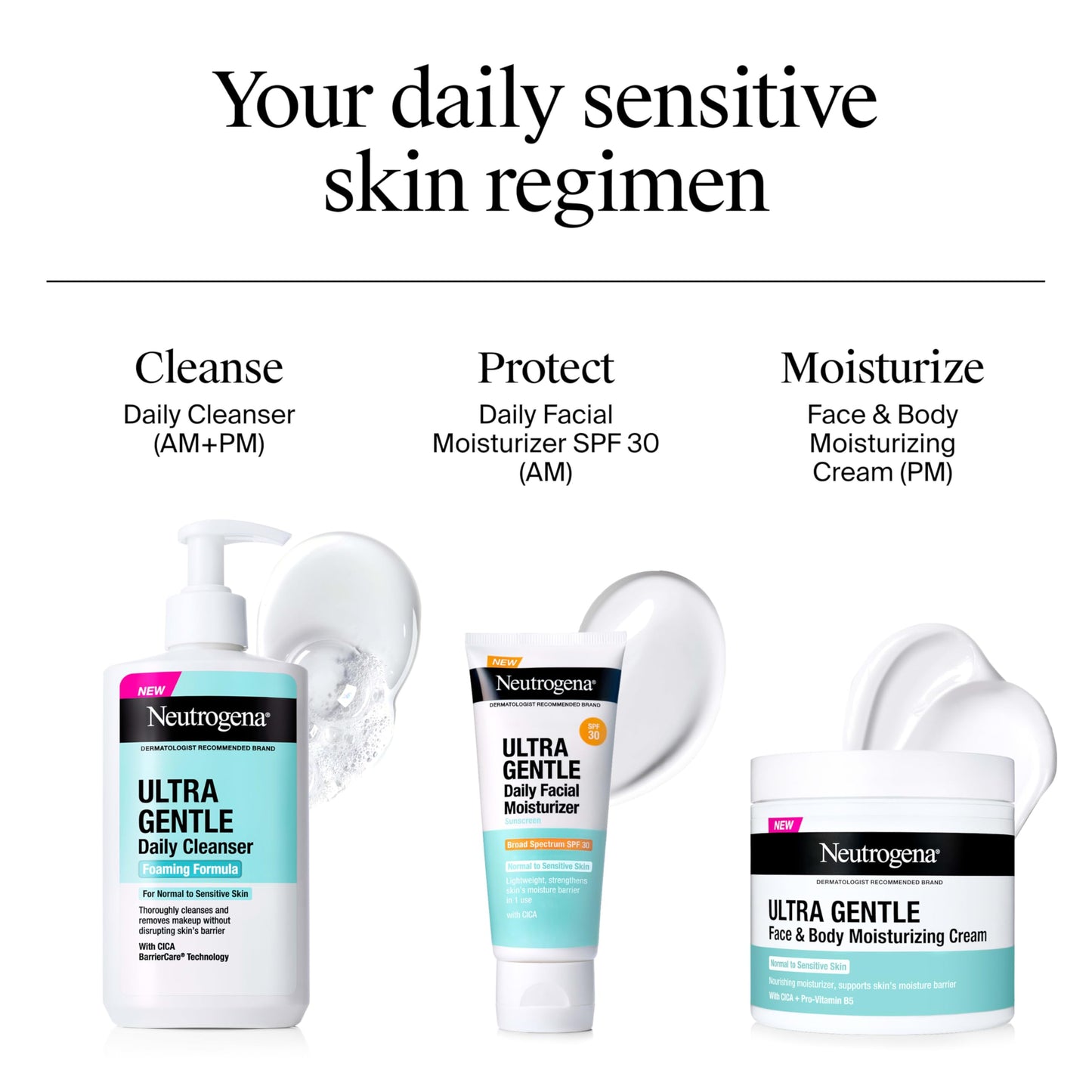 Neutrogena Ultra Gentle Foaming Facial Cleanser, Fragrance Free Hydrating Face Wash for Sensitive Skin, Daily Non Over Drying Makeup Remover