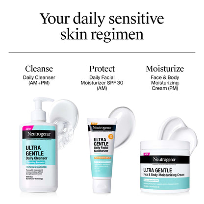Neutrogena Ultra Gentle Foaming Facial Cleanser, Fragrance Free Hydrating Face Wash for Sensitive Skin, Daily Non Over Drying Makeup Remover