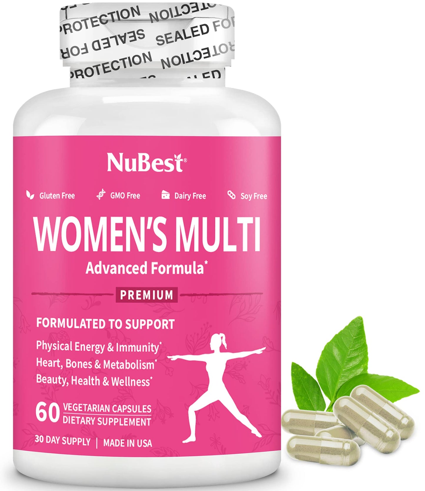Multivitamin for Women with 39 Key Nutrients, Essential Vitamins, Minerals, Horny Goat Weed, Maca, Wild Yam, Red Clover, Cranberry, Arginine, Herbal Supplement | 60 Vegan Capsules | 1 Month Supply NuBest buy supplements Au