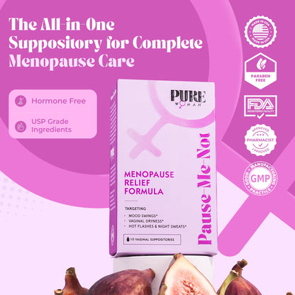 PURE WOMAN - Pause-Me-Not Suppositories - Menopausal Symptom Relief - Natural Ingredients - Relieves Hot Flashes & Vaginal Dryness - Promotes Stable Mood - Enhanced Vaginal Relief - 10 Pk PURE WOMAN buy supplements Au