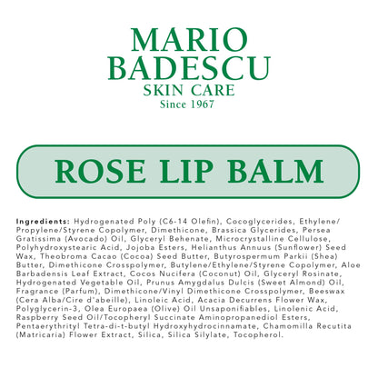Mario Badescu Moisturizing Rose Lip Balm for Dry Cracked Lips, Infused with Coconut Oil and Shea Butter