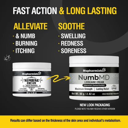 Nupharmisto Numbing Cream Maximum Strength : Long Lasting Numbing Cream with 5X Numbing - Emu Oil and Arnica 80 g / 2.82 oz NupharmistoBuy Supplements Australia