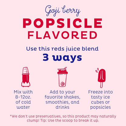 KOS Reds Superfood Powder for Antioxidants - USDA Certified Organic Beet Root, Goji Berries, Acai, Pomegranate, Coconut Water & Digestion Enzymes- Goji Berry Popsicle Flavor Juice Mix - 28 Servings KOS buy supplements Au