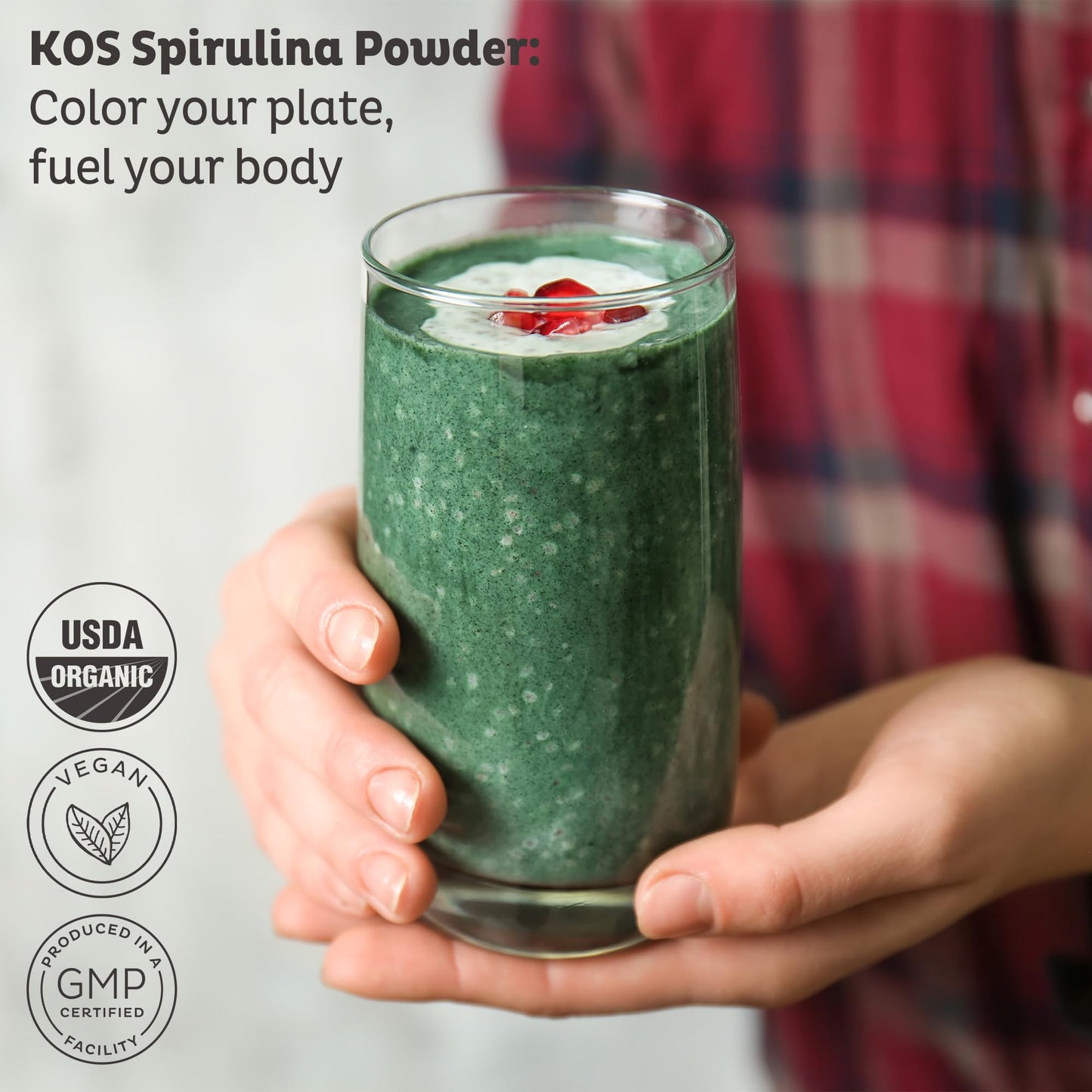 KOS Organic Spirulina Powder - USDA Certified Organic, 109 Servings of Superfood Powder for Smoothies & Juices, Non-Irradiated Blue Green Algae, Plant Based with Antioxidants, Vegan (13.5oz) KOS buy supplements Au