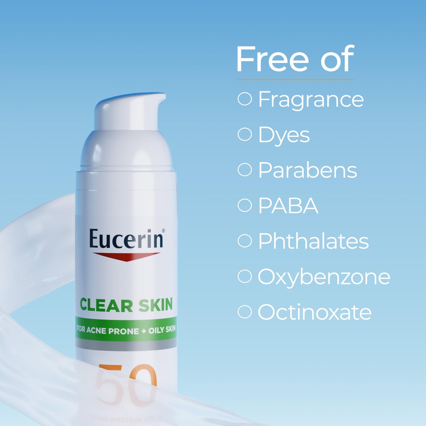 Eucerin Sun Clear Skin Face Sunscreen Lotion SPF 50 for Acne Prone and Oily Skin, Lightweight Sunscreen with Oil-Absorbing Minerals