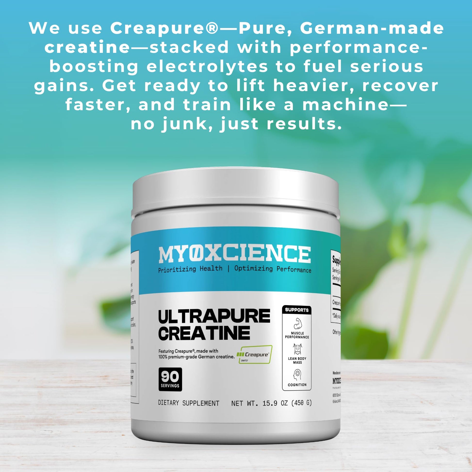 MYOXCIENCE Creapure® Creatine | 5 Grams German Creatine Monohydrate Per Serving | Supports Muscle Performance, Lean Body Mass, & Cognition (90 Serving Jar) MYOXCIENCE buy supplements Au