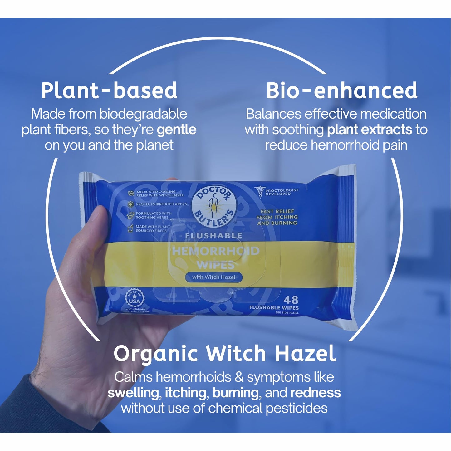 Doctor Butler's Flushable Hemorrhoid Wipes – Flushable Wipes with Witch Hazel to Soothe and Bring Relief from Discomfort Associated with Hemorrhoids (48 Wipes) Doctor Butler'sBuy Supplements Australia