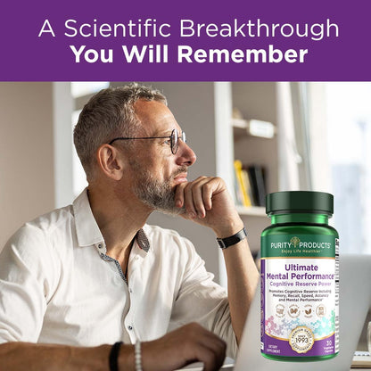 Purity Products Ultimate Mental Performance Supports Memory Recall, Mental Focus + More - Nootropic Powerhouse ft. Patented Botanical Plant-Based Ingredients - Vegan & Non-GMO - 30 Veggie Caps Purity Products buy supplements Au