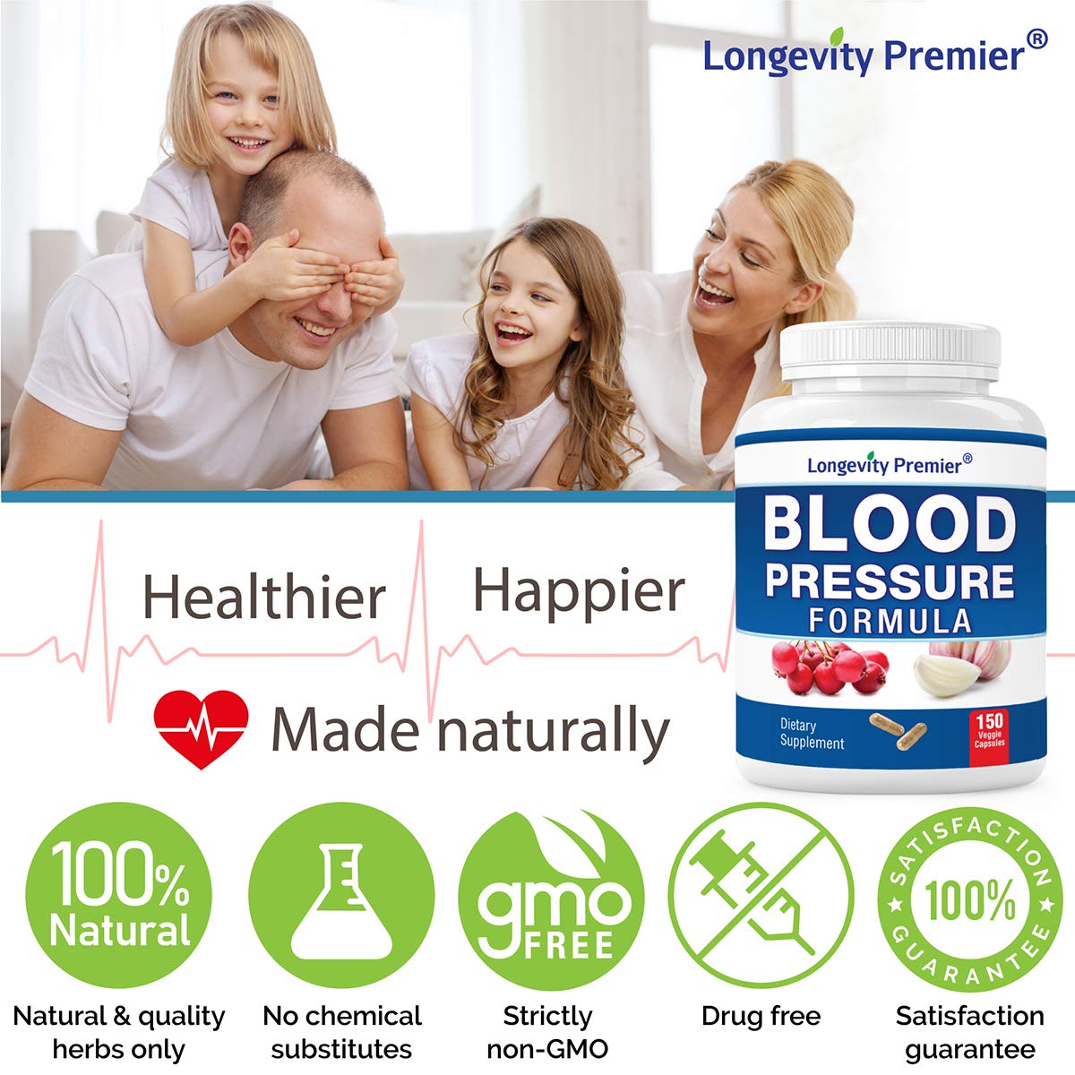 [3-Bottle X 150 Caps] Longevity Blood Pressure Formula -Scientifically formulated with Hawthorn & 12+ Quality Natural Herbs LONGEVITY PREMIER NUTRACEUTICALS INC buy supplements Au