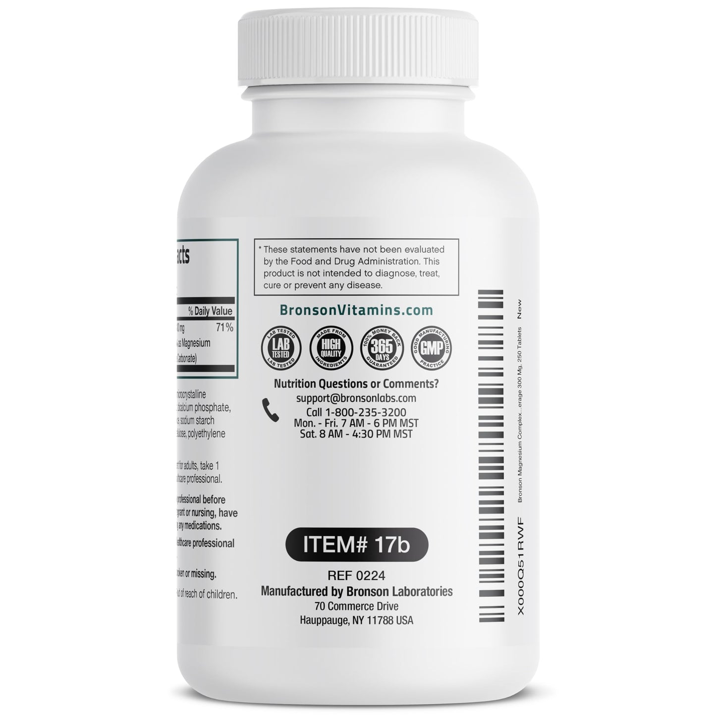 Bronson Triple Magnesium Complex Maximum Coverage 300mg - Non-GMO Formula, 250 Tablets Bronson buy supplements Au