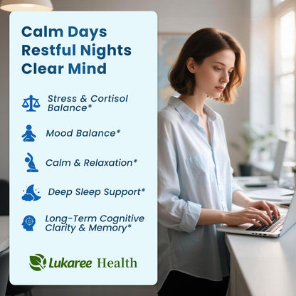 Lithium Orotate 5/10mg, L-Theanine 200mg, Ashwagandha 300mg - Mood Focus Memory Brain Supplements with Bacopa Monnieri, Lion’s Mane, Magnesium, Zinc D3 B6 Folate B12
