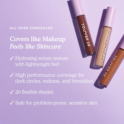 Tower 28 Swipe Serum Concealer - Hydrating Medium-Full Coverage Concealer + Under Eye Brightener - Skin Care Infused Makeup with Hyaluronic Acid + Soothing Centella - 1.0 Fair/Neutral (0.22 oz) Tower 28Buy Supplements Australia