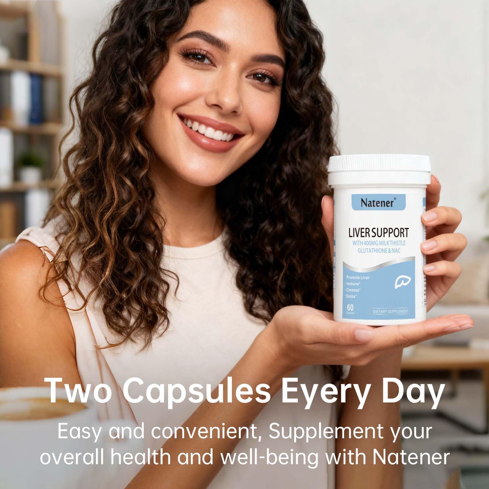 Natener Liver Support with 200mg Milk Thistle, 100mg Glutathione, 100mg NAC, 150mg Tumeric, Dandelion, Artichoke, Liver Cleanse Detox & Repair, Supports Energy*, Immunity & Liver Health*, 60 caps Natener buy supplements Au