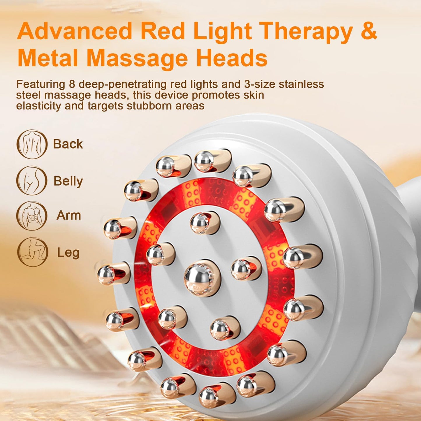 ZY ZERYEW 3-in-1 Handheld Lymphatic Drainage Massager with Red Light, Heat & Vibration - Cordless Anti Cellulite Massage Tool for Body Relaxation, 3 Modes & 9 Speeds for Belly, Legs, Thighs ZY ZERYEW buy supplements Au