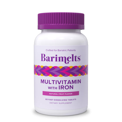 BariMelts Bariatric Multivitamin with Iron, 60 Fast-Dissolving Tablets (1-Month Supply), Sugar-Free Bariatric Vitamins for Women, Natural Fruit Flavor BariMelts buy supplements Au