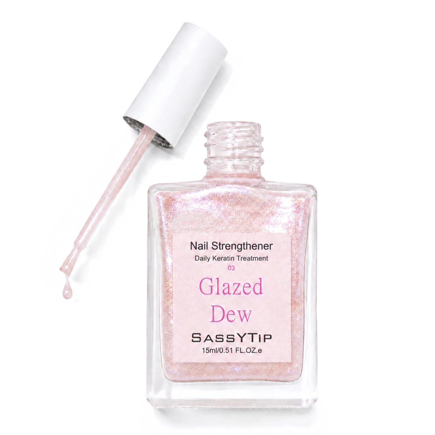 SASSYTIP Nail Strengthener for Damaged Nails - Keratin Nail Hardener & Growth Treatment, Nude Nail Polish Concealer with Jojoba Oil