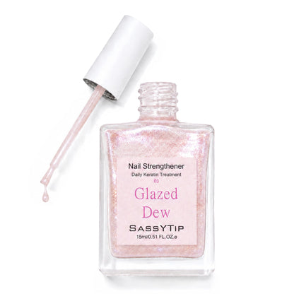 SASSYTIP Nail Strengthener for Damaged Nails - Keratin Nail Hardener & Growth Treatment, Nude Nail Polish Concealer with Jojoba Oil