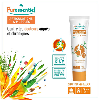 Puressentiel Muscles and Joints Gel - Soothing Gel for Muscle Relief and Knee Relief - Cooling Gel for Foot Relief - Back Gel - 2.02 oz PuressentielBuy Supplements Australia