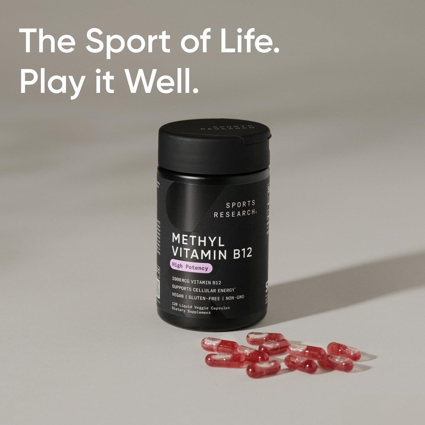Sports Research® Vitamin B12 as Methylcobalamin 2000mcg - Plant Based B12 w/Coconut MCT Oil for Energy Metabolism Support - Vegan Certified · Non-GMO · Gluten Free - 120 Liquid Caps Sports Research buy supplements Au