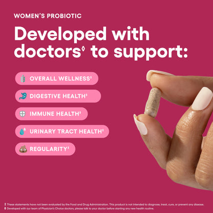 Physician's CHOICE Probiotics for Women - PH Balance, Digestive, UT, & Feminine Health - 50 Billion CFU - 6 Unique Strains for Her - Organic Prebiotics, Cranberry Extract+ - Women Probiotic - 30 CT Physician's CHOICE buy supplements Au