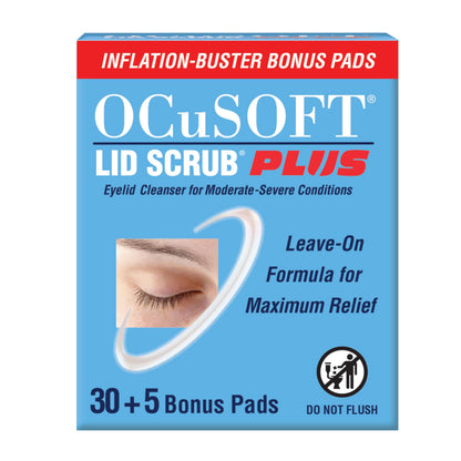 OCuSOFT Lid Scrub PLUS 35 - Pre-Moistened Leave-On Eyelid Wipes for Moderate to Severe Conditions