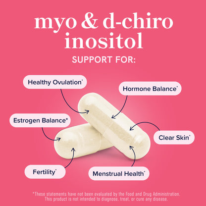 Myo-Inositol & D-Chiro Inositol for Hormone Balance for Women | Fertility, Ovarian Health & Cycle Support | Ideal 40:1 Ratio, Myoinositol 2000mg & D Chiro 50mg