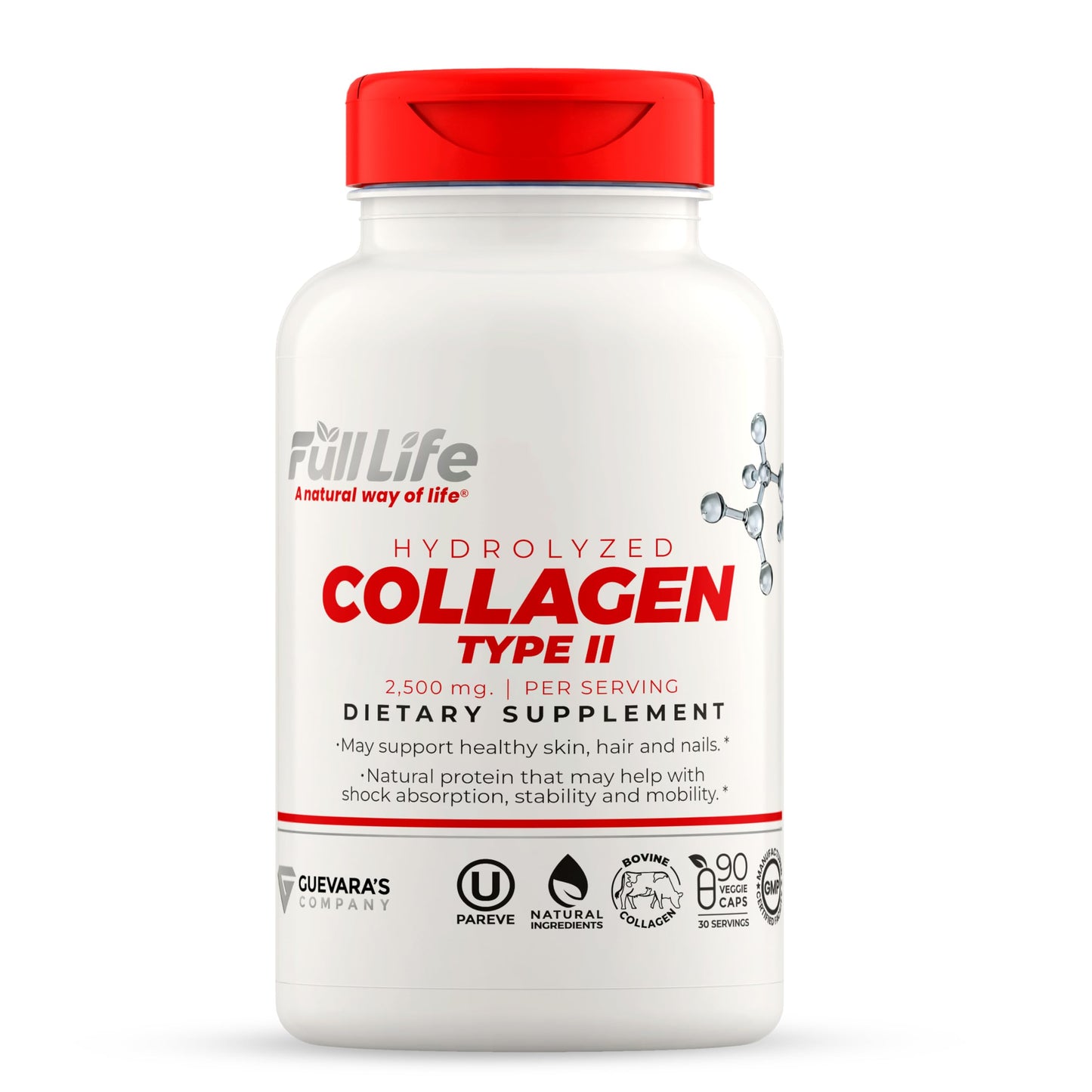 Full Life Hydrolyzed Collagen Supplements - Bovine Collagen Pills for Women and Men - Kosher Collagen Capsules, Gluten-Free - 90 Veggie Capsules 2,500mg Full Life buy supplements Au