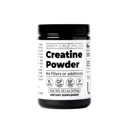 Santa Cruz Paleo, Creatine Monohydrate Powder Micronized, Unflavored Pre Workout and Muscle Support Supplement, Gluten Free Keto, Mix with Water or Shakes