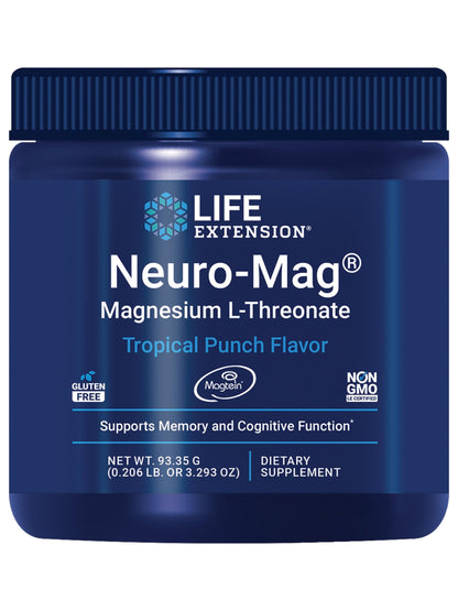Life Extension Neuro-Mag Magnesium L-Threonate Powder (Tropical Punch) - Ultra-Absorbable Magnesium - Supports Memory, Focus, Cognitive Function & Mood -
