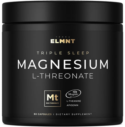 Triple Sleep Magnesium L-Threonate w. Apigenin, Theanine & Magtein Magnesium L Threonate - High Absorption Magnesium Supplement Capsules for Men and Women Magnesium Powder Pills TERRA ELMNTBuy Supplements Australia