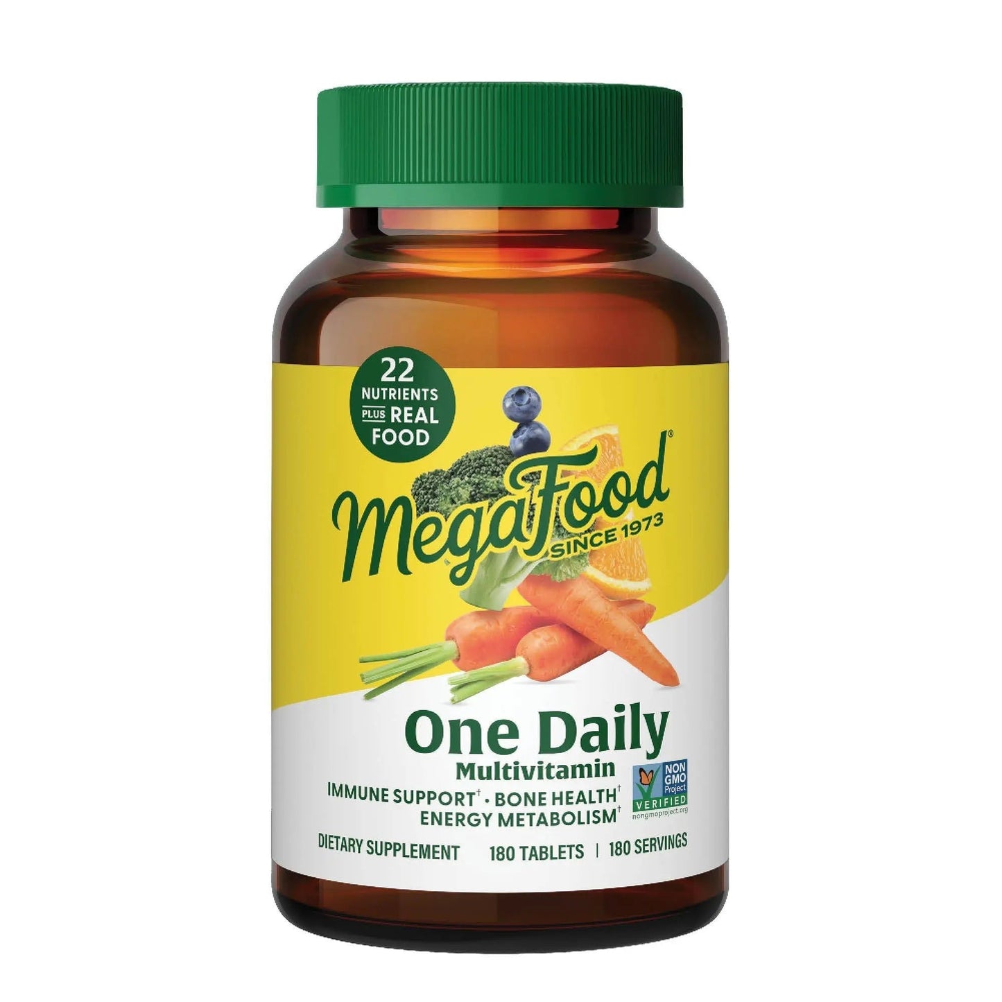 MegaFood One Daily Multivitamin for Women and Men, Immune Support Supplement with Real Food, Vitamin C & Vitamin B, Bone Health MegaFood