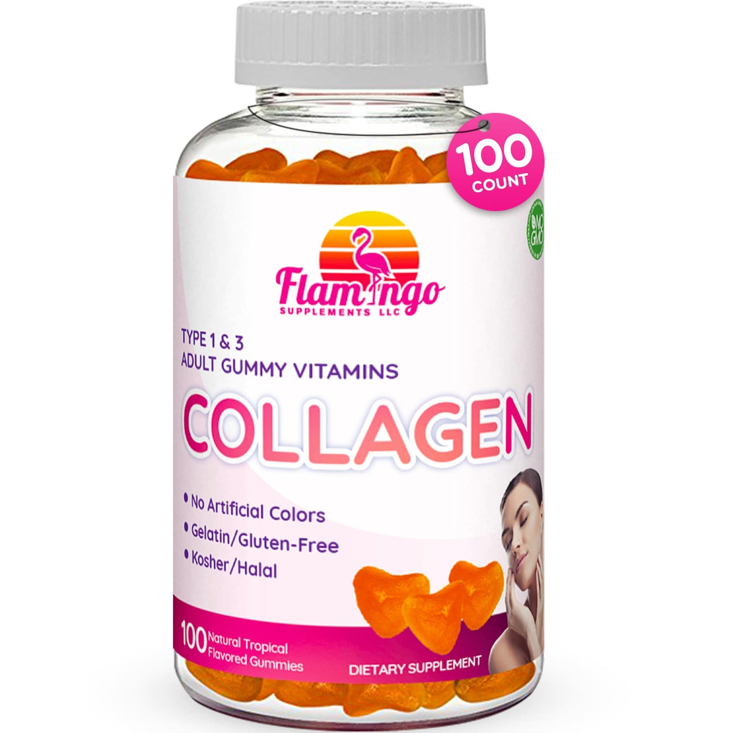 Collagen Gummies- Natural Marine Collagen for Women, and Men- Collagen Supplements for Skin Hair, Nails- Hydrolyzed Type 2 & 1 3- Replace Pills and Powders - No Gelatin, Kosher, Halal- 100 Ct. Flamingo Supplements buy supplements Au