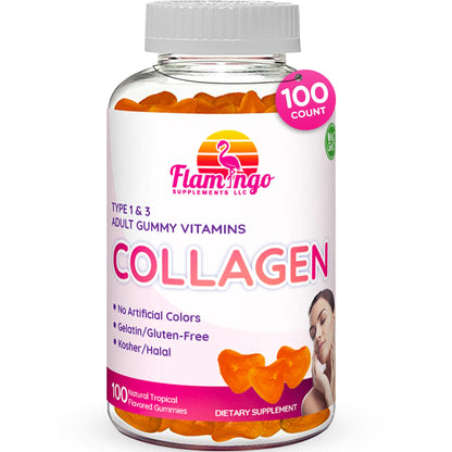 Collagen Gummies- Natural Marine Collagen for Women, and Men- Collagen Supplements for Skin Hair, Nails- Hydrolyzed Type 2 & 1 3- Replace Pills and Powders - No Gelatin, Kosher, Halal- 100 Ct. Flamingo Supplements buy supplements Au
