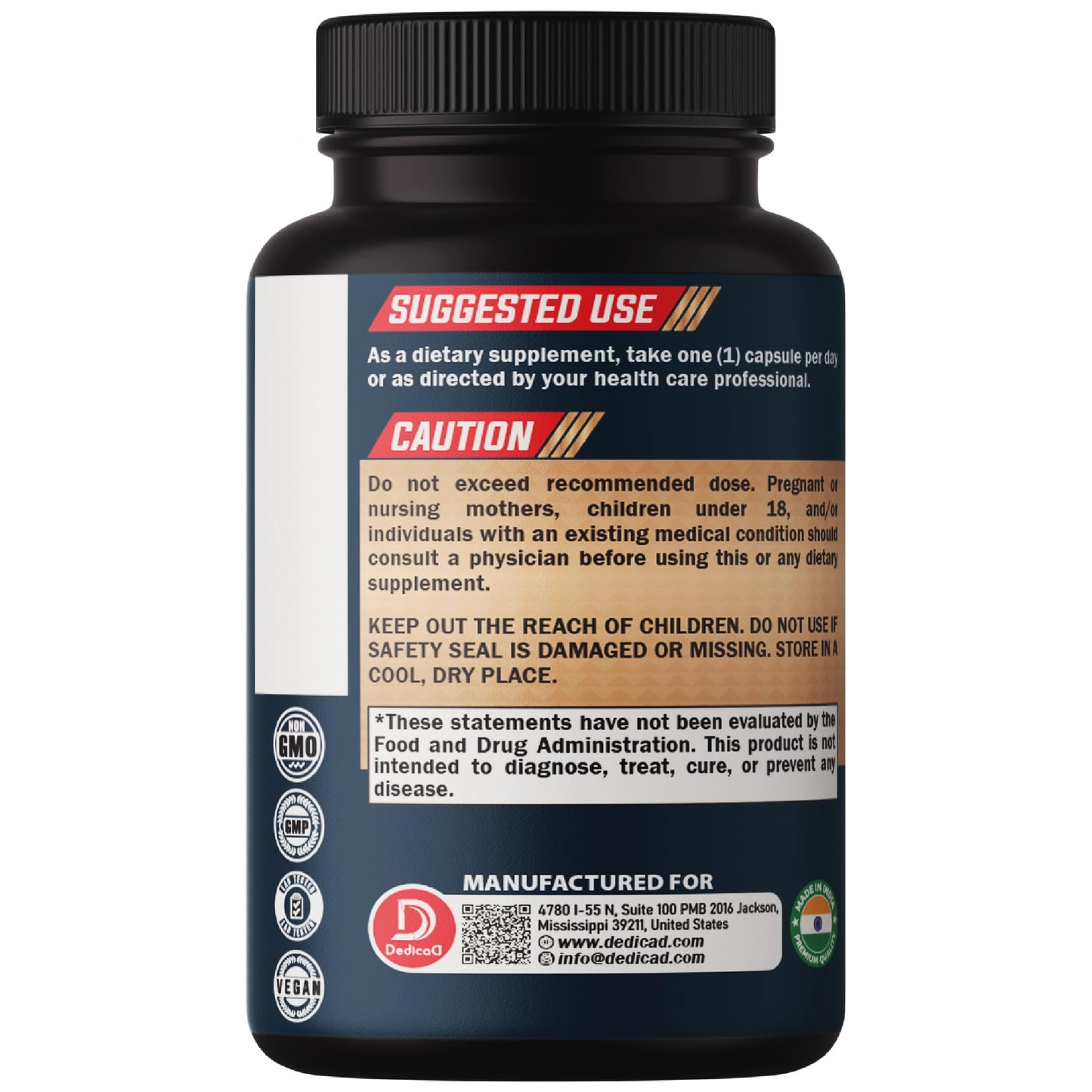 DEDICAD Black Cohosh Supplement - 3 Months for Menopause & Immune Health - Blend of 12 Potent Herb Includes Dong Quai, Chasteberry, Wild Yam, Red Clover, Black Pepper & Others - 90 Vegan Capsules DEDICAD buy supplements Au