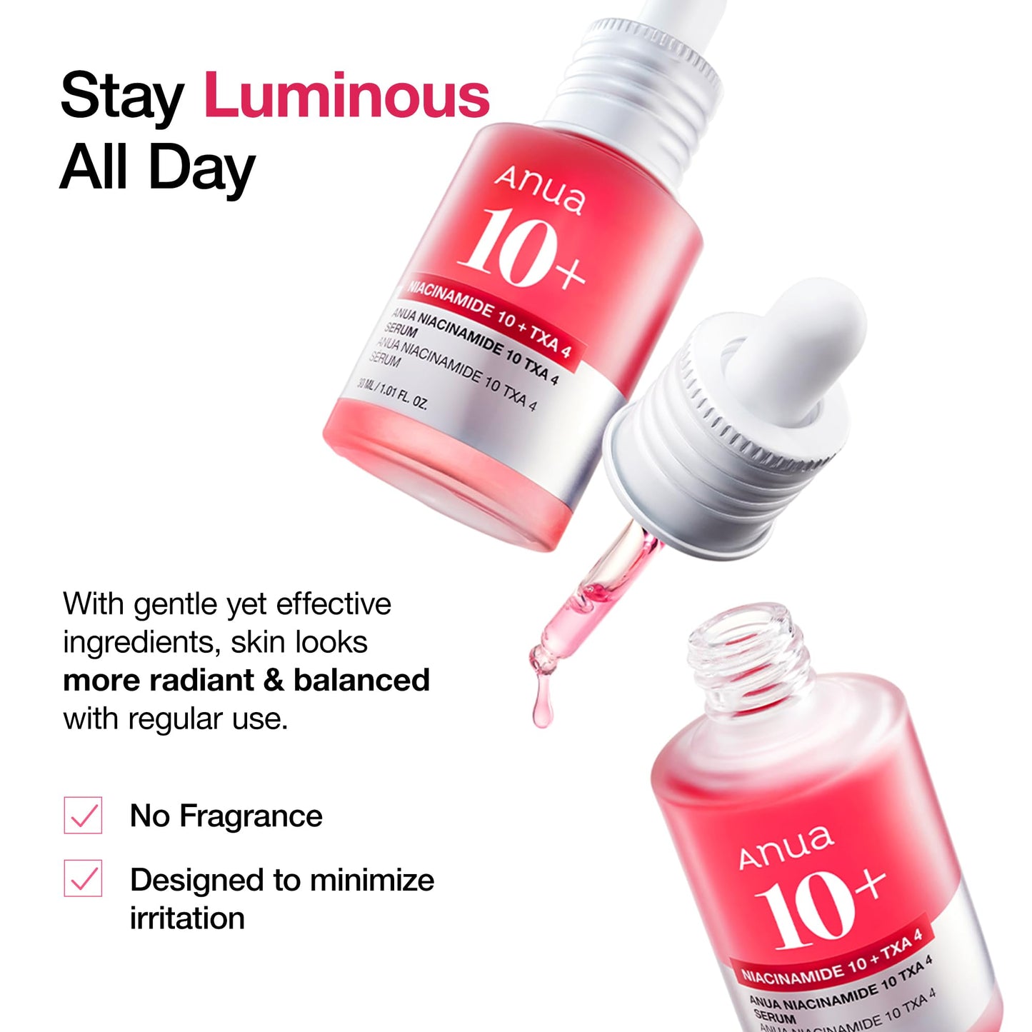 Anua Niacinamide 10 + TXA 4 Serum, Dark Spot Care, Hyaluronic Acid, Tranexamic Acid