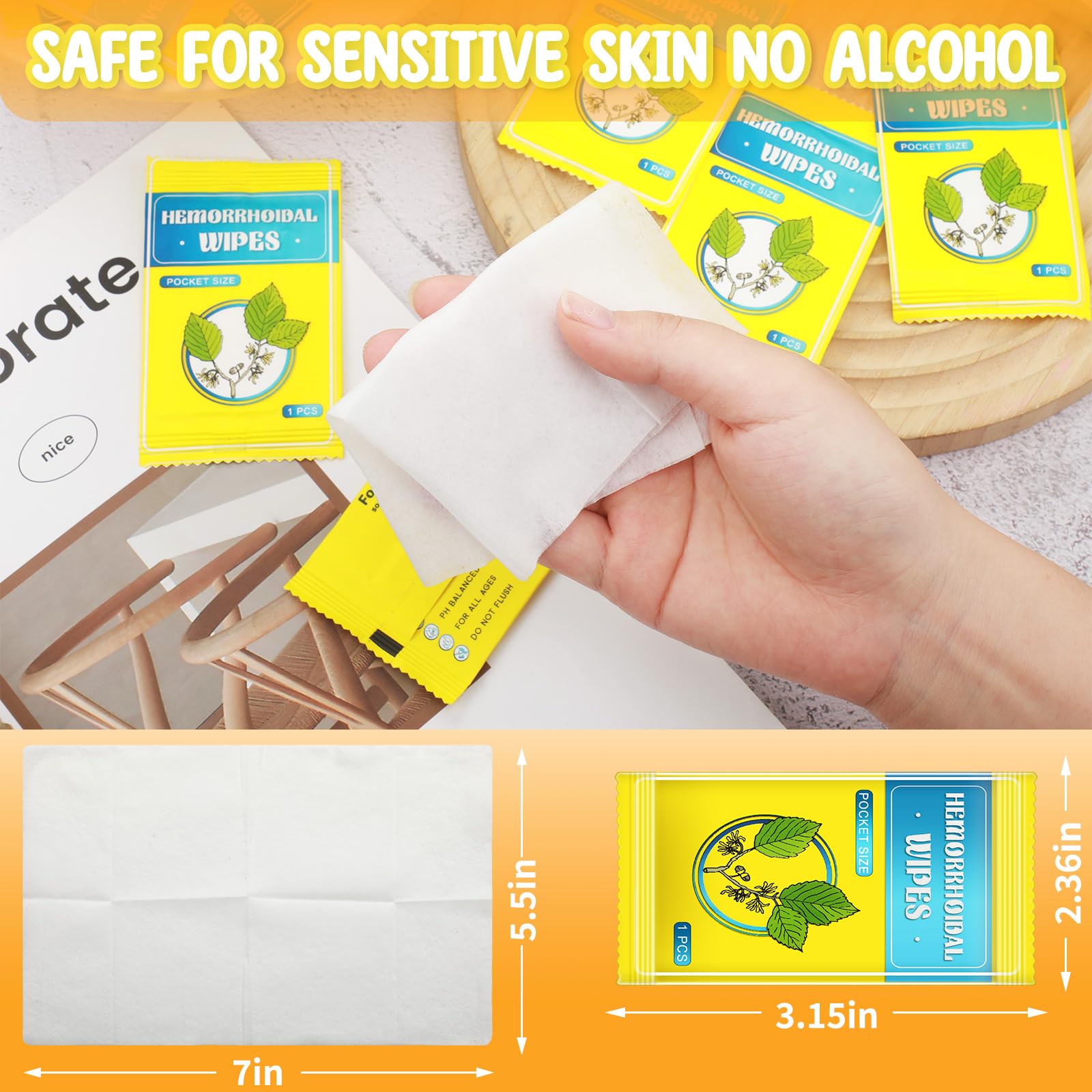 Timgle 300 Counts Individual Packing Hemorrhoid Wipes Witch Hazel Wipes for Butt Hemorrhoidal and Relief Swelling Pain Burning Itching Numbing, 5.5 x 7 Inch TimgleBuy Supplements Australia
