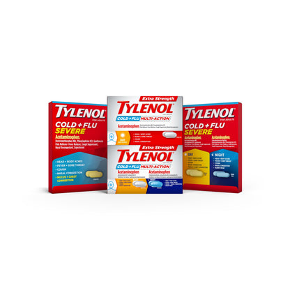 Tylenol Cold + Flu Severe Day & Night Caplets Combo Pack for Multi-Symptom Cold & Flu Symptom Relief, Cough, Sore Throat, and Headache Relief, Acetaminophen Pain Reliever, 24 ct Tylenol buy supplements Au