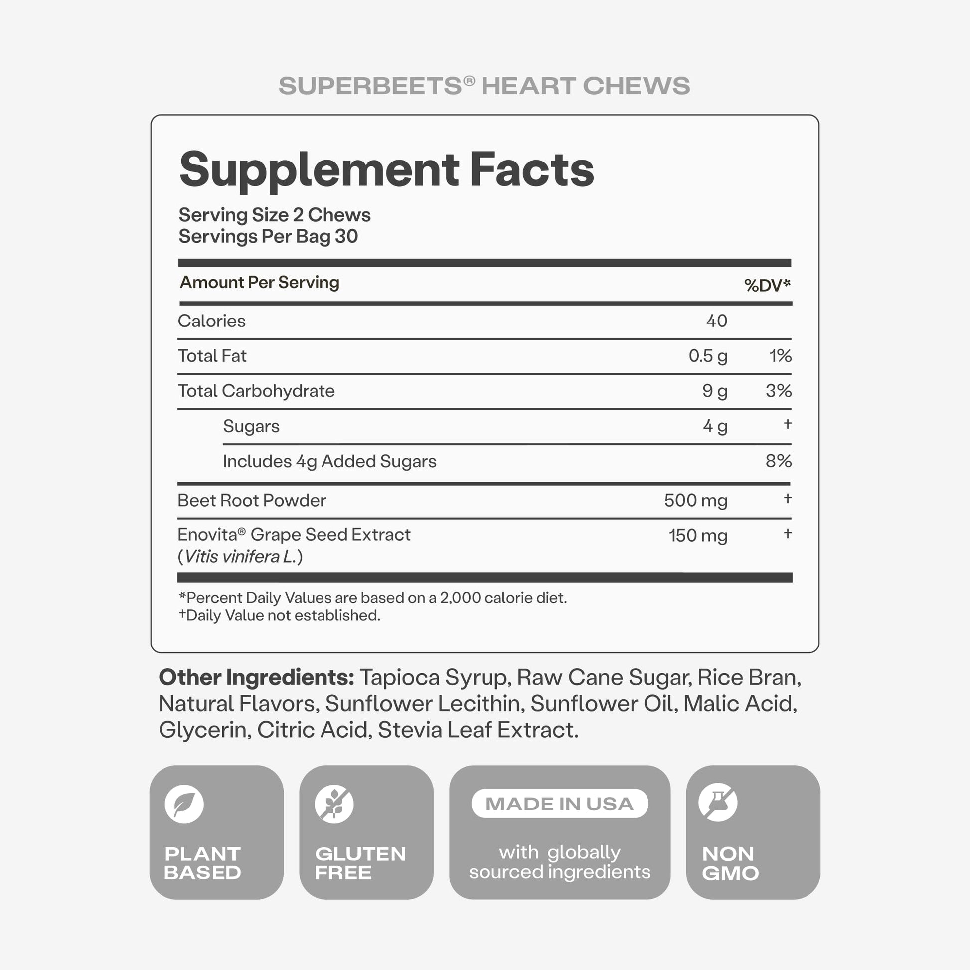 Humann SuperBeets Heart Chews, Beet Root Powder Support Energy Supplement, Nitric Oxide and Blood Pressure Support, Grape Seed Extract & Non-GMO, Heart Health, Pomegranate Berry Flavor, 60 Count Humann buy supplements Au