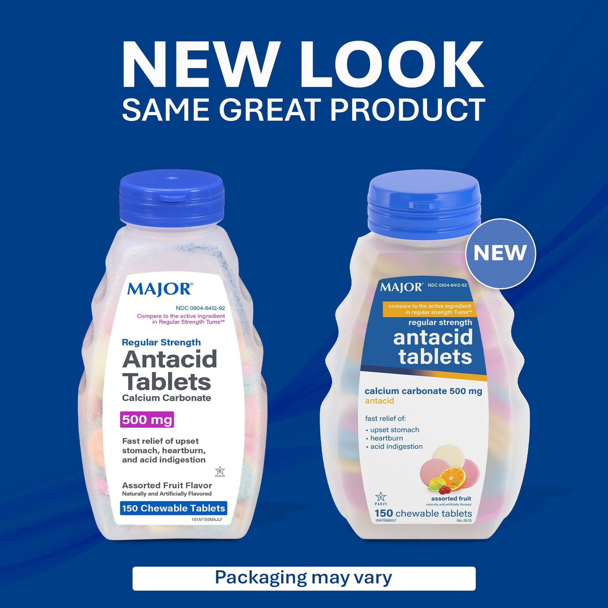 MAJOR Regular Strength Antacid Tablets - Calcium Carbonate 500 mg - Assorted Fruit Flavor - 150 Chewable Count (2 Pack) MAJOR buy supplements Au