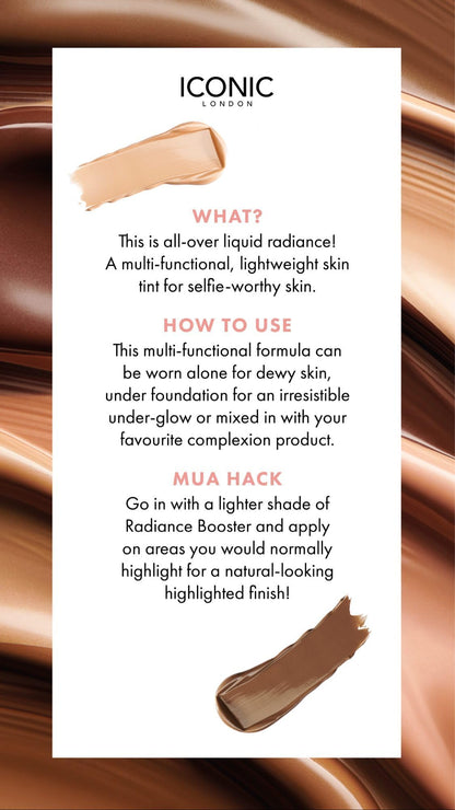 ICONIC LONDON Radiance Booster | Liquid Radiance Lightweight Skin Tint for a Glowy Makeup Look, Cruelty Free, Vegan Makeup (Sand Glow) 30 mL/ 1.01 Fl Oz ICONIC LONDON buy supplements Au