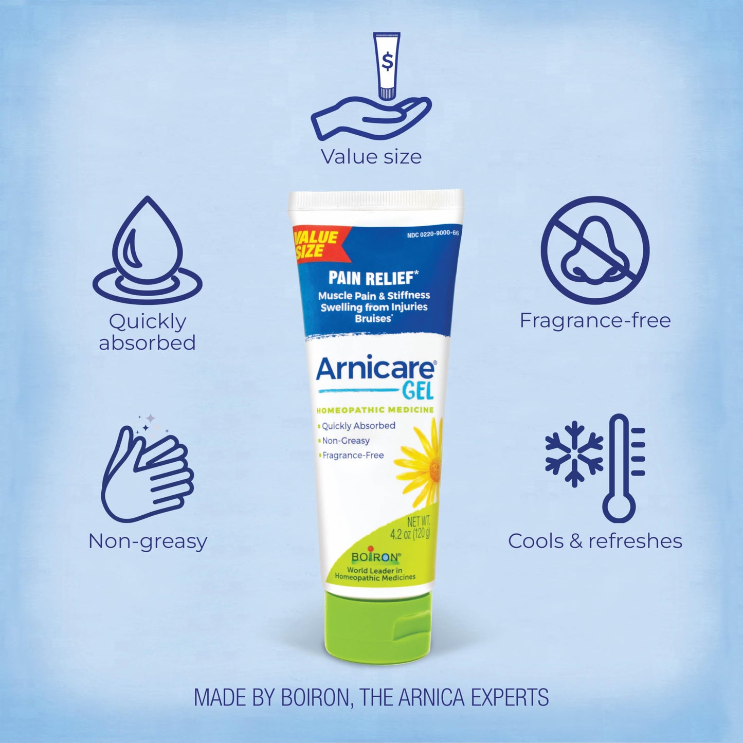 Boiron Arnicare Gel for Relief of Joint Pain, Muscle Pain, Muscle Soreness, and Swelling from Bruises or Injury - Non-greasy and Fragrance-Free - 4.2 oz BoironBuy Supplements Australia