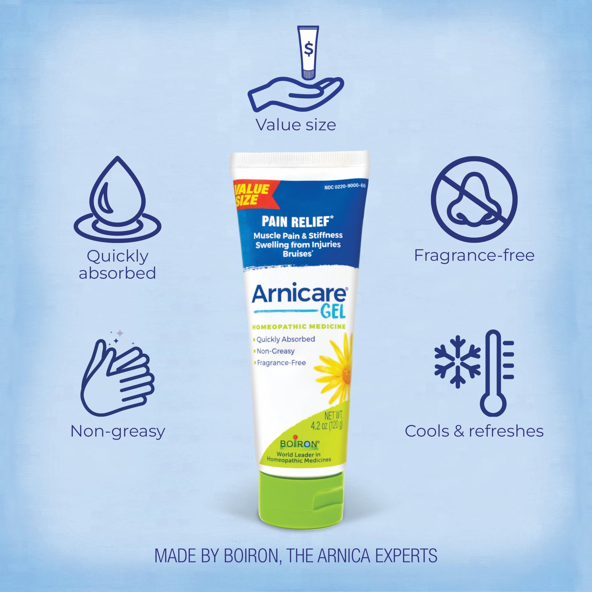 Boiron Arnicare Gel for Relief of Joint Pain, Muscle Pain, Muscle Soreness, and Swelling from Bruises or Injury - Non-greasy and Fragrance-Free - 4.2 oz BoironBuy Supplements Australia