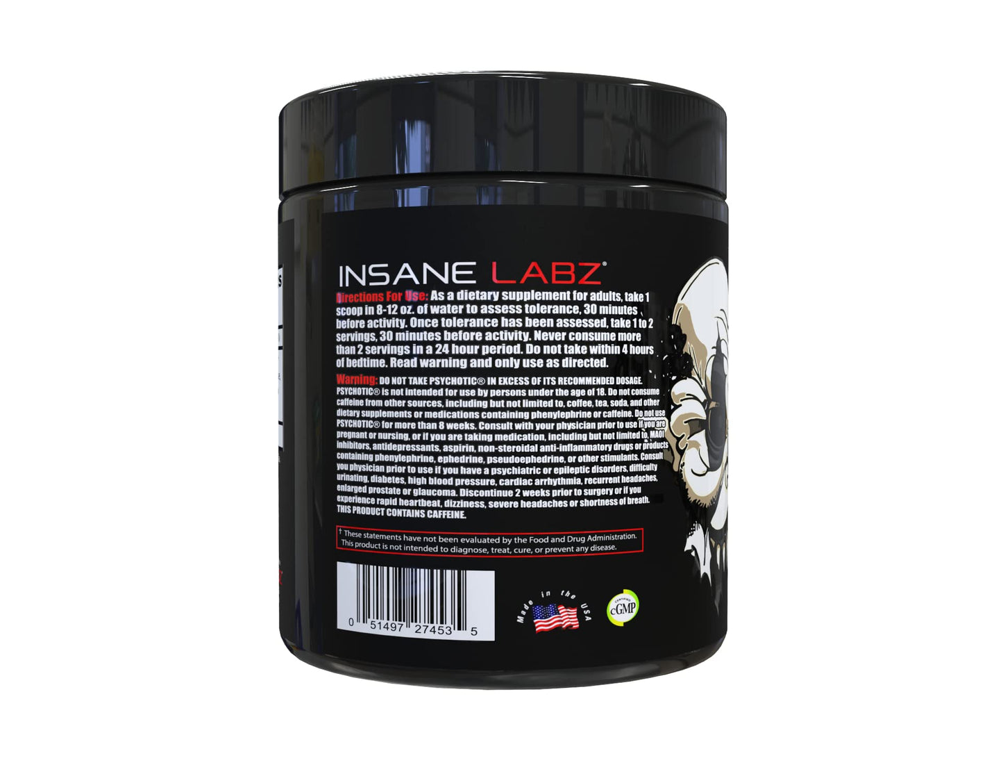 Insane Labz Psychotic Black Edition Mid Stimulant Pre Workout Powder, Energy Focus Pumps, Loaded with Creatine Beta Alanine Taurine Fueled by AMPiberry, 35 Servings (Blue Raspberry)