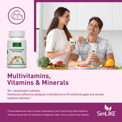 Methylated Multivitamin for Women, 30-in-1 Nutrients Formula with Inositol, CoQ10, Biotin, Zinc for Hair Health Support, Resveratrol, Vitamin C, Alpha Lipoic Acid for Skin Health Support, 60 Capsules SimlikeBuy Supplements Australia