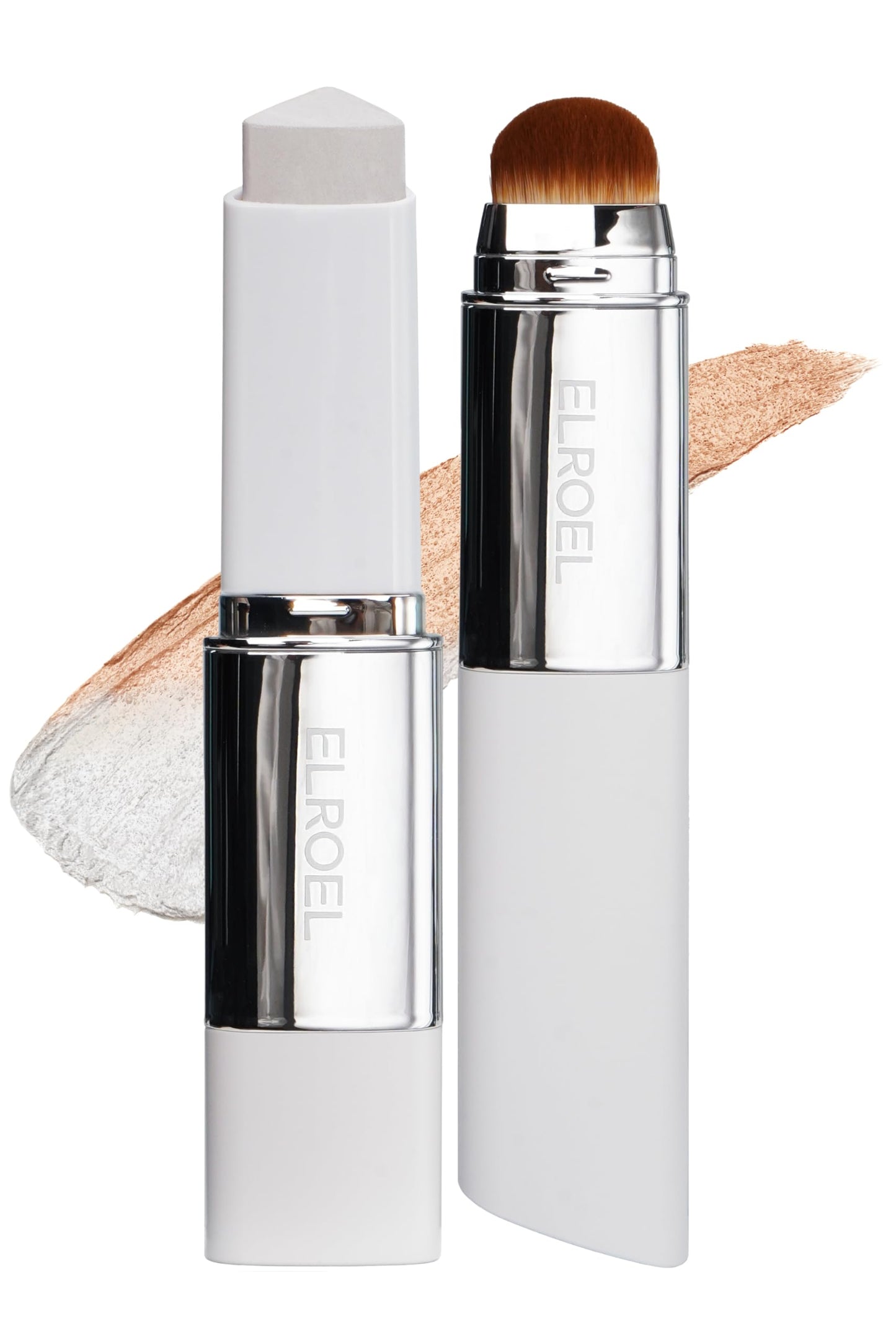 ELROEL Blanc Cover Cream Stick V White - Korean Color-Changing Foundation Stick with Volufiline - Medium to Full Coverage Dewy Finish Base Makeup - Dual-Ended with Detachable Brush (202 Natural) ELROELBuy Supplements Australia