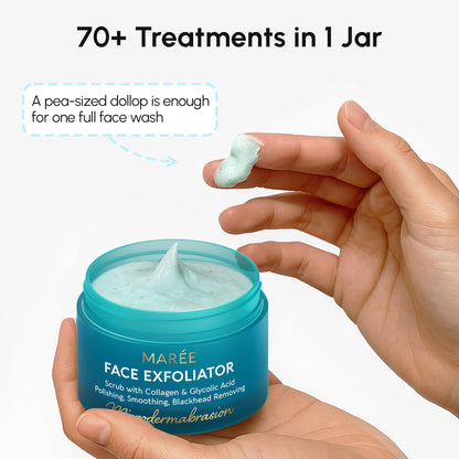MAREE Face Exfoliator – Microdermabrasion Facial Scrub & Exfoliating Face Wash for Women – Collagen & Glycolic Acid – Gentle Scrub and Exfoliant