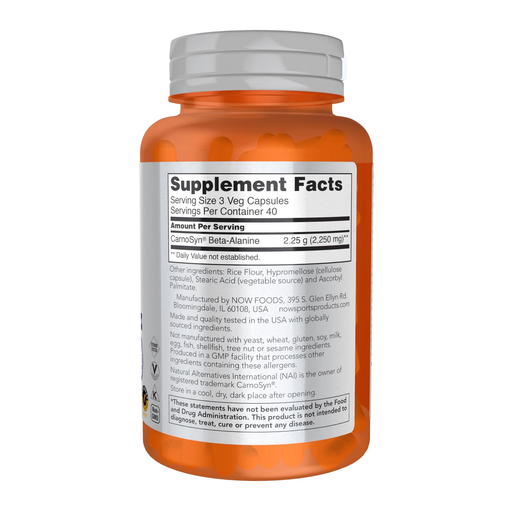 NOW Foods Sports Nutrition, Beta-Alanine 750 mg, Delays Muscle Fatigue*, Endurance*, 120 Veg Capsules NOW Foods buy supplements Au