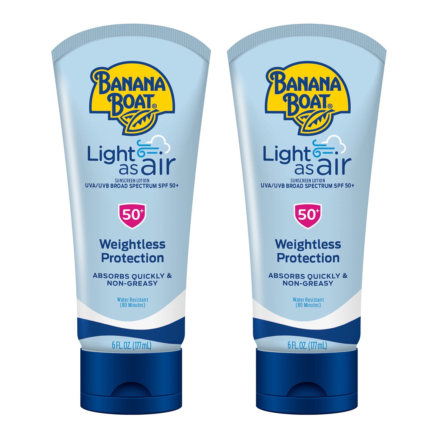 Banana Boat Light As Air Sunscreen Lotion SPF 50 Twin Pack | Lightweight & Non-Greasy Lotion Sunscreen SPF 50