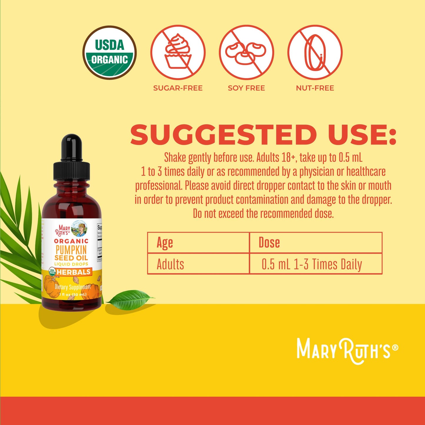 MARYRUTH'S Organics Pumpkin Seed Oil Cold Pressed | 2 Month Supply | USDA Organic Pumpkin Seed Liquid Drops for Men and Women | Urinary Health in Men
