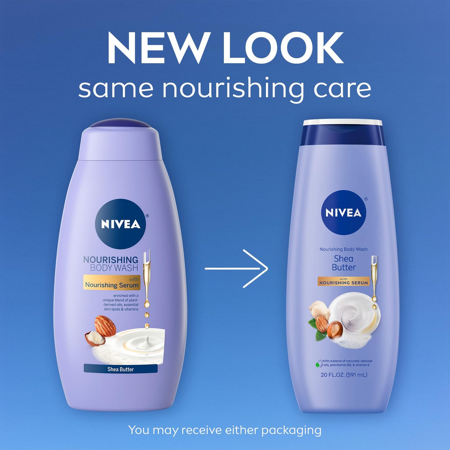 NIVEA Nourishing Shea Butter Body Wash with Nourishing Serum, Moisturizing Body Wash for Women